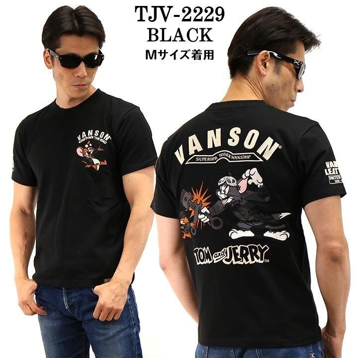 VANSON LEATHERS × TOM & JERRY トム アンド ジェリー 【定価\8900＋税】 半袖TEE TJV-2229 BLACK サイズ Mの画像1