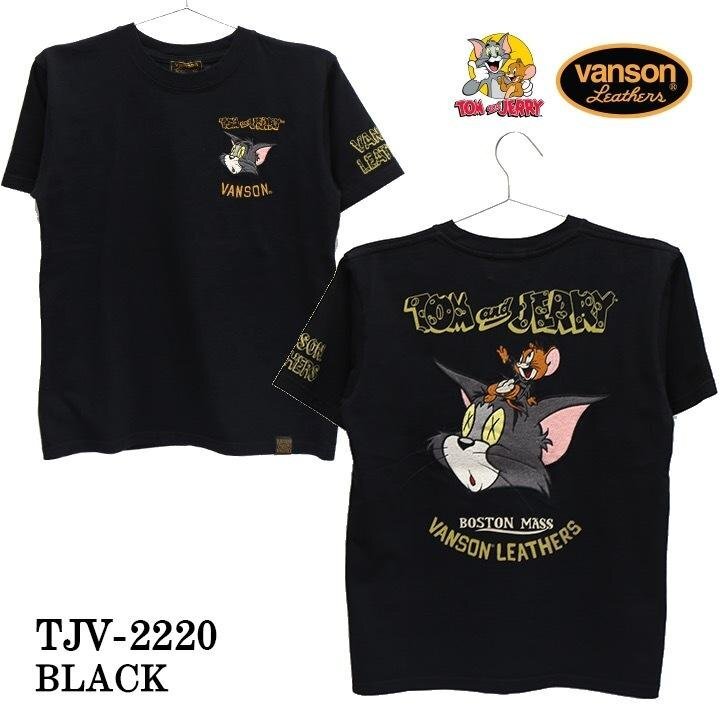 VANSON LEATHERS × TOM & JERRY トム アンド ジェリー 【定価\8900＋税】 半袖TEE TJV-2220 BLACK サイズ XLの画像2