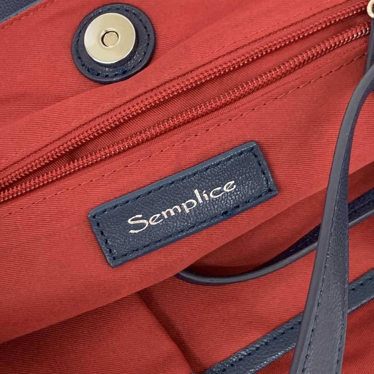 良好◆Semplice センプリチェ トートバッグ◆ ネイビー レザー レディース 肩掛け bag 鞄_画像6