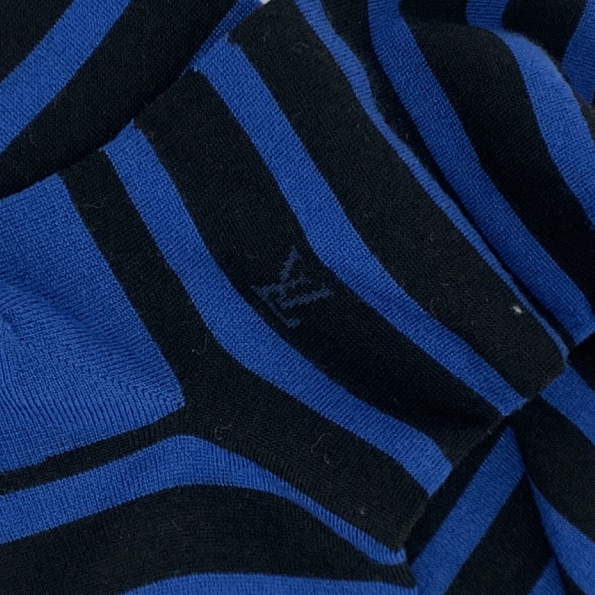 美品◆LOUIS VUITTON ルイヴィトン 靴下 ◆ ブルー×ブラック ウール ポリエステル ボーダー レディース ソックス 服飾小物_画像3
