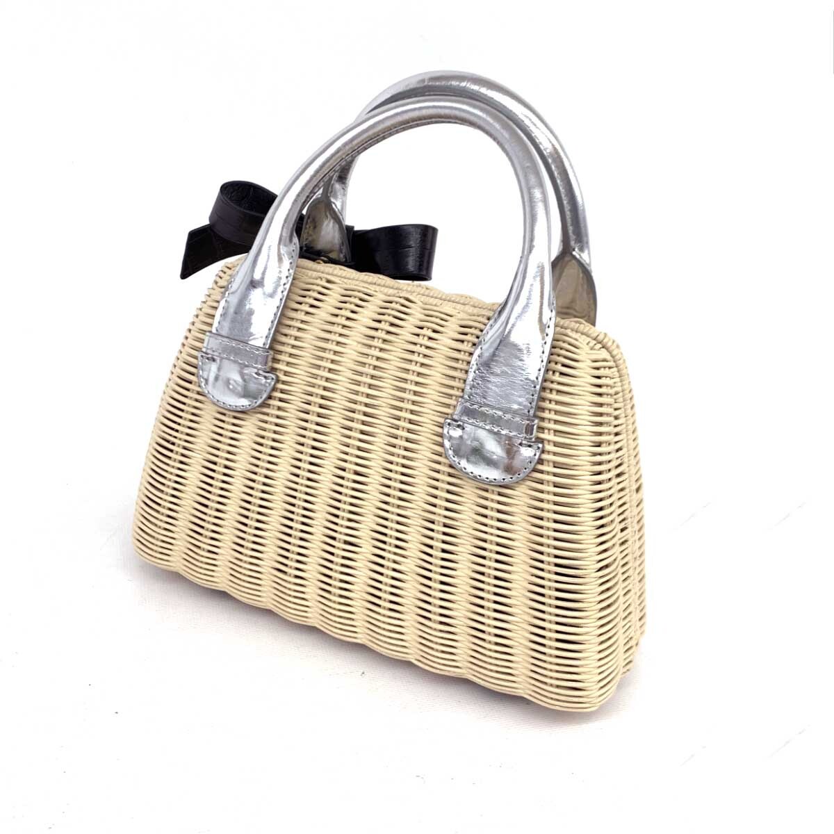  beautiful goods *PAULE KA paul (pole) ka handbag * beige rattan rattan basket wide open ribbon knitting lady's bag bag 