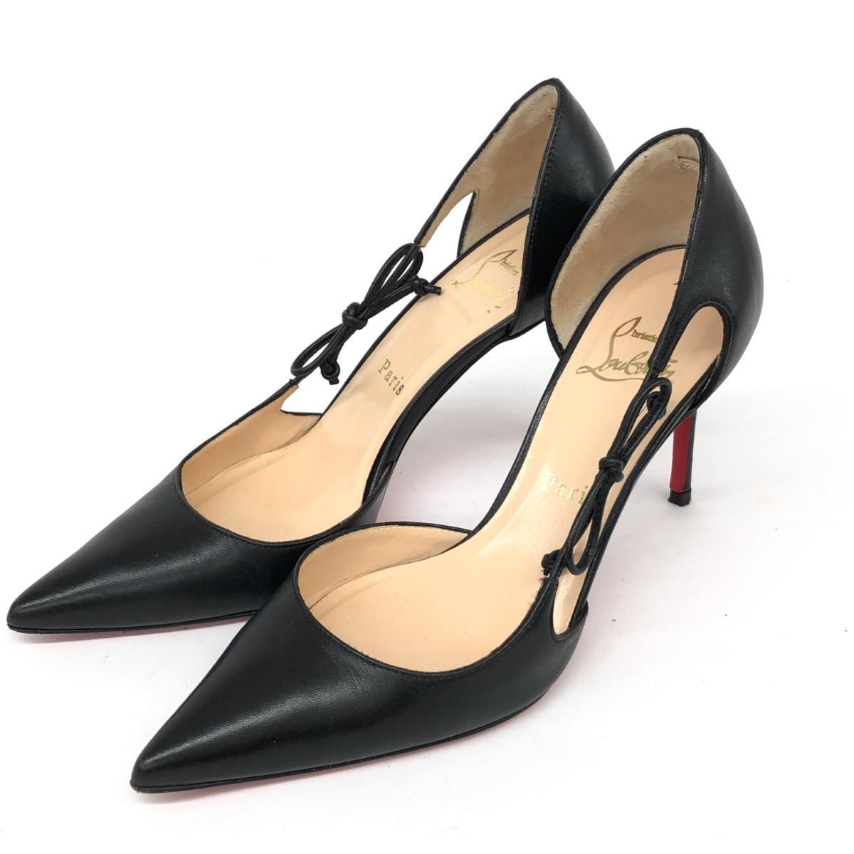 ◆Christian Louboutin クリスチャンルブタン パンプス 36◆ ブラック レザー ピンヒール ハイヒール レディース 靴 シューズ shoes_画像1