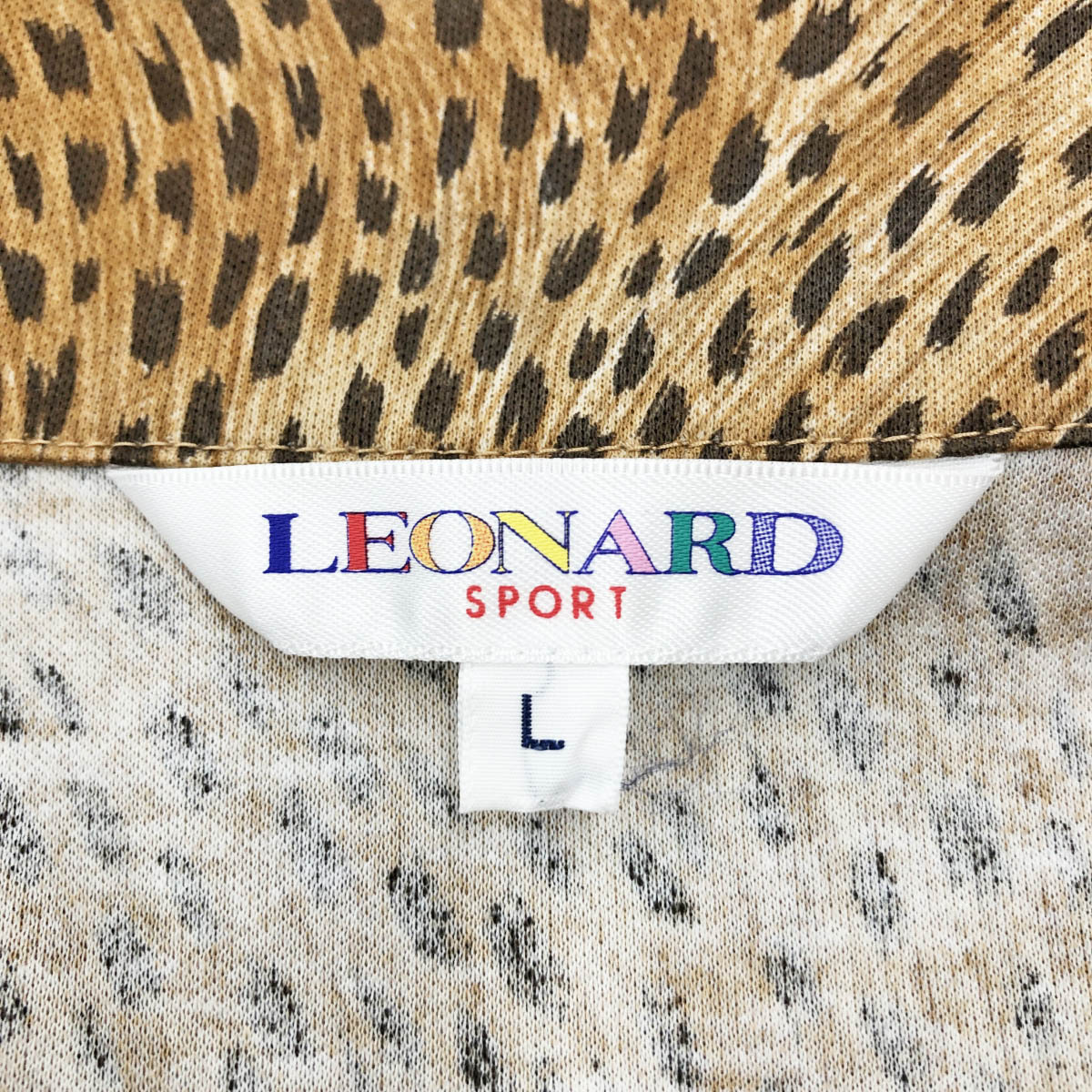 良好◆LEONARD SPORT レオナールスポーツ ノースリーブカットソー サイズL◆ ブラウン 綿100% レディース トップス レオパード_画像4