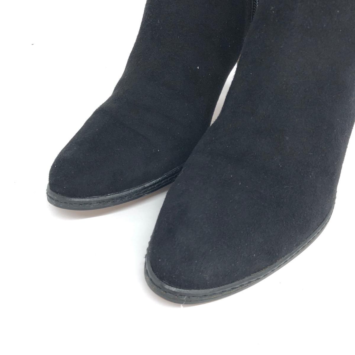 美品◆LANVIN en Bleu ランバンオンブルー ショートブーツ 24cm◆ ブラック スウェード リボン レディース 靴 シューズ ブーティー boots_画像6