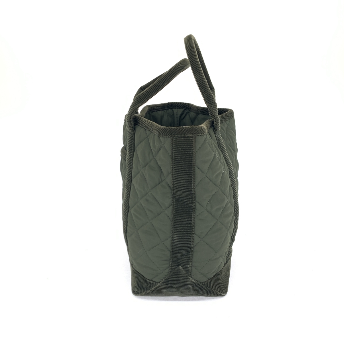 *RALPH LAUREN Ralph Lauren tote bag * green nylon × corduroy quilting lady's bag bag 
