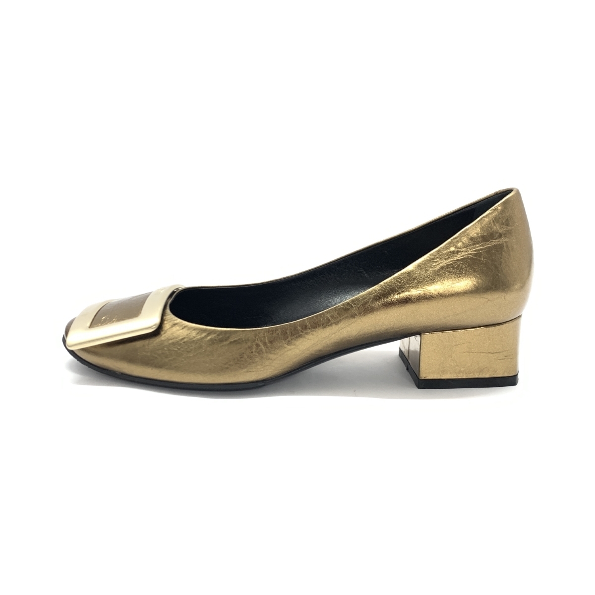  прекрасный товар *Roger Vivierroje vi vi e туфли-лодочки 35* Gold цвет кожа квадратное plate женский обувь обувь shoes