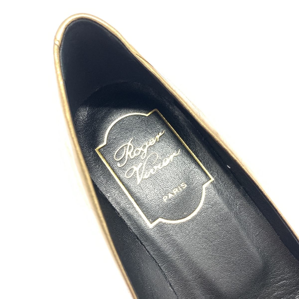  beautiful goods *Roger Vivierroje vi vi e pumps 35* Gold color leather square plate lady's shoes shoes shoes