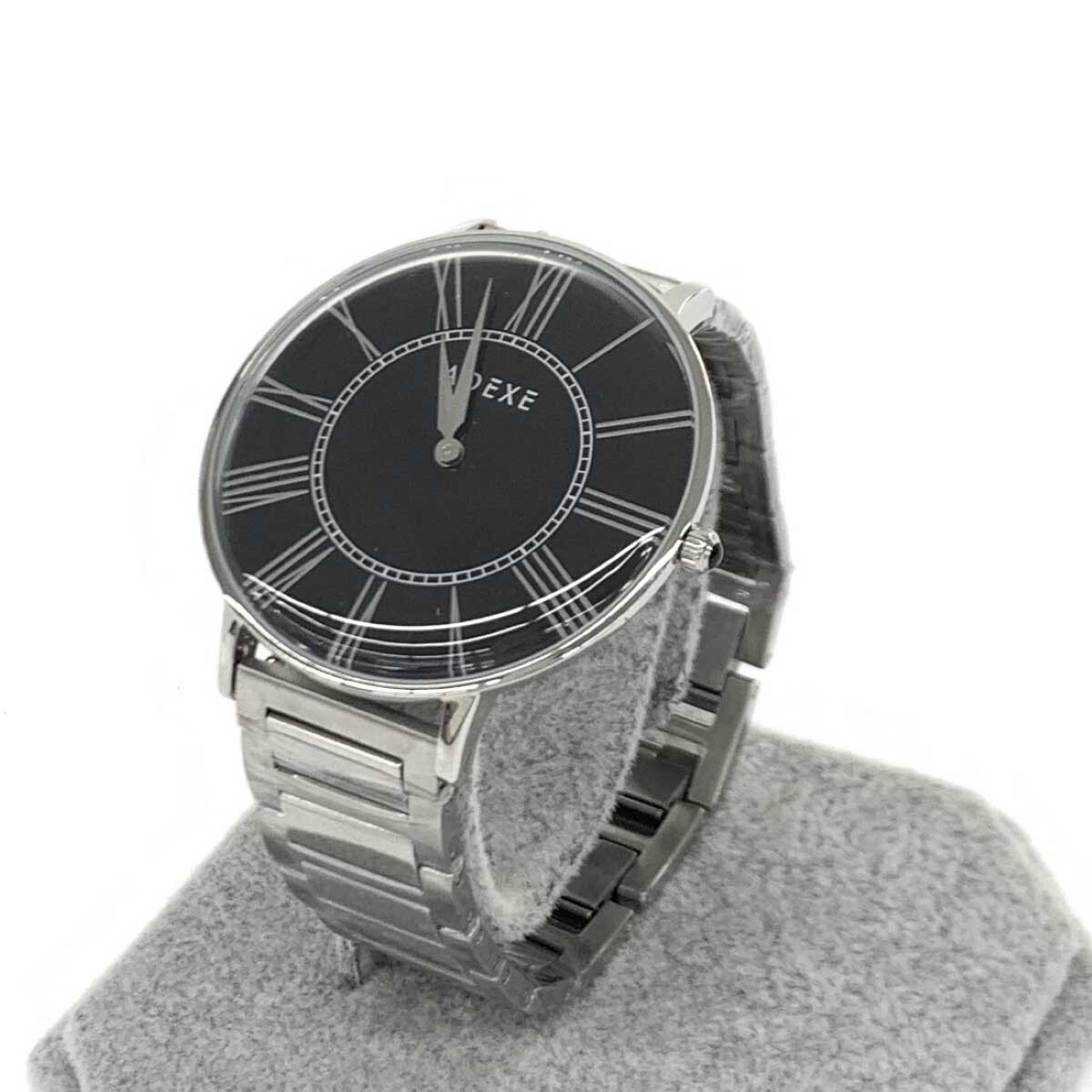 新品同様◆ADEXE アデクス 腕時計 クォーツ◆2578A-02 シルバーカラー×ブラック SS メンズ ウォッチ watch_画像1