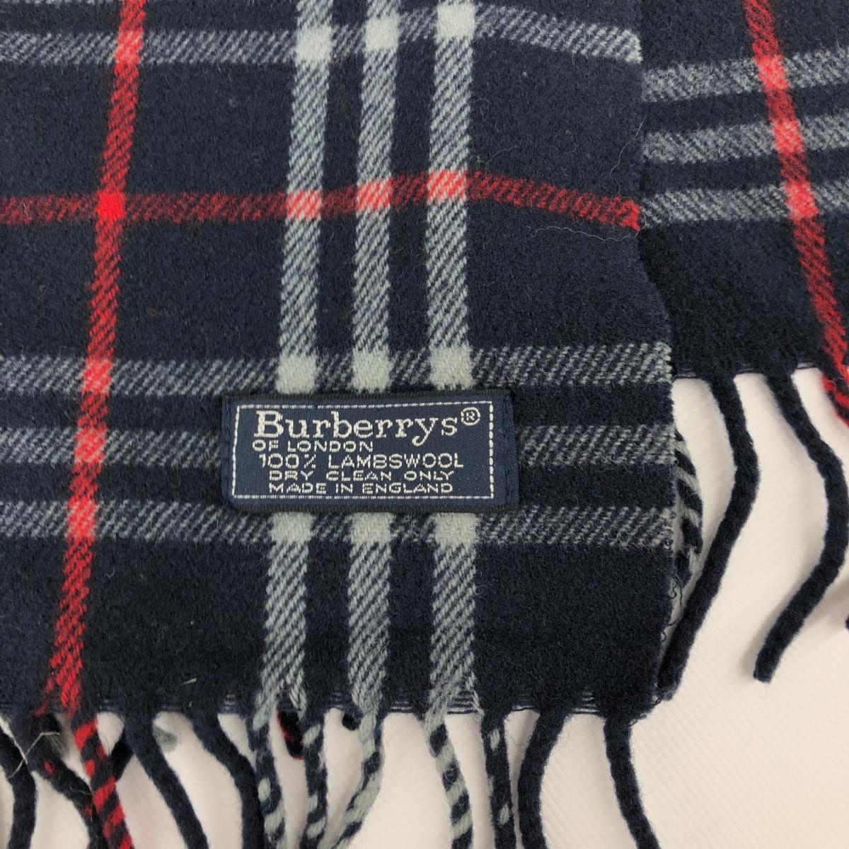 ◆Burberry's バーバリーズ マフラー◆ ネイビー ウール チェック ユニセックス マフラー ストール 襟巻 服飾小物 11_画像3