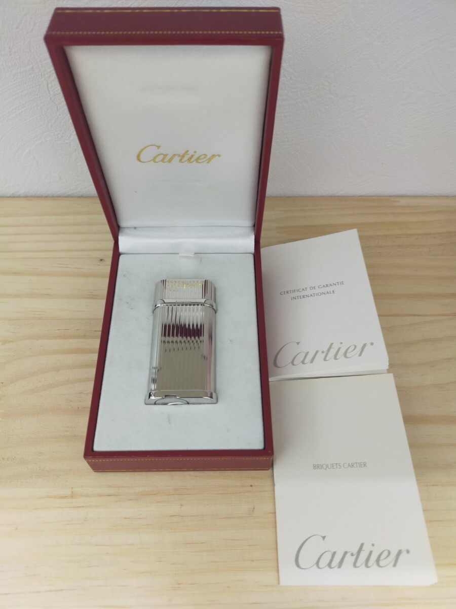 未使用？ 超超極美品！ Cartier カルティエ ガスライター ケース付 検 ライター シルバー ゴドロン オーバル CARTIERの画像1