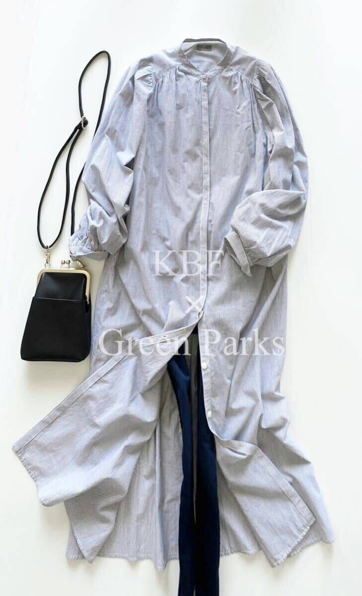 [KBF× Green Parks] cotton stripe long shirt One-piece 