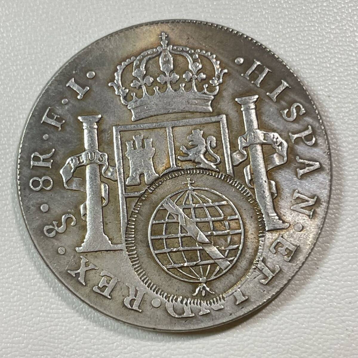 ブラジル 硬貨 古銭 チャールズ4世 1806年 ボリビア ブラジル紋章 国章 レイ 花輪 コイン 重26.27g 銀貨 の画像2