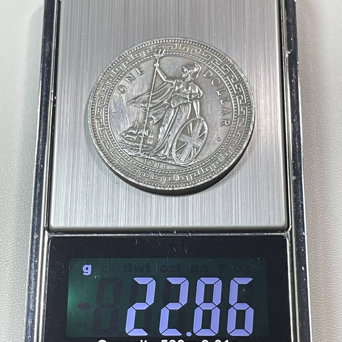 イギリス 硬貨 古銭 イギリス領香港 1911年 壱圓 ブリタニア 女神 コイン 重22.86g 銀貨 _画像5