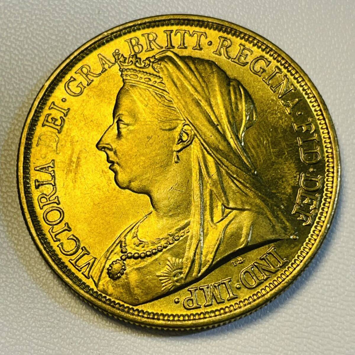 イギリス 硬貨 古銭 ヴィクトリア女王 1897年 イギリス領オーストラリア 聖ジョージ 竜殺し ナイト ドラゴン コイン 重27.79g 金貨の画像2