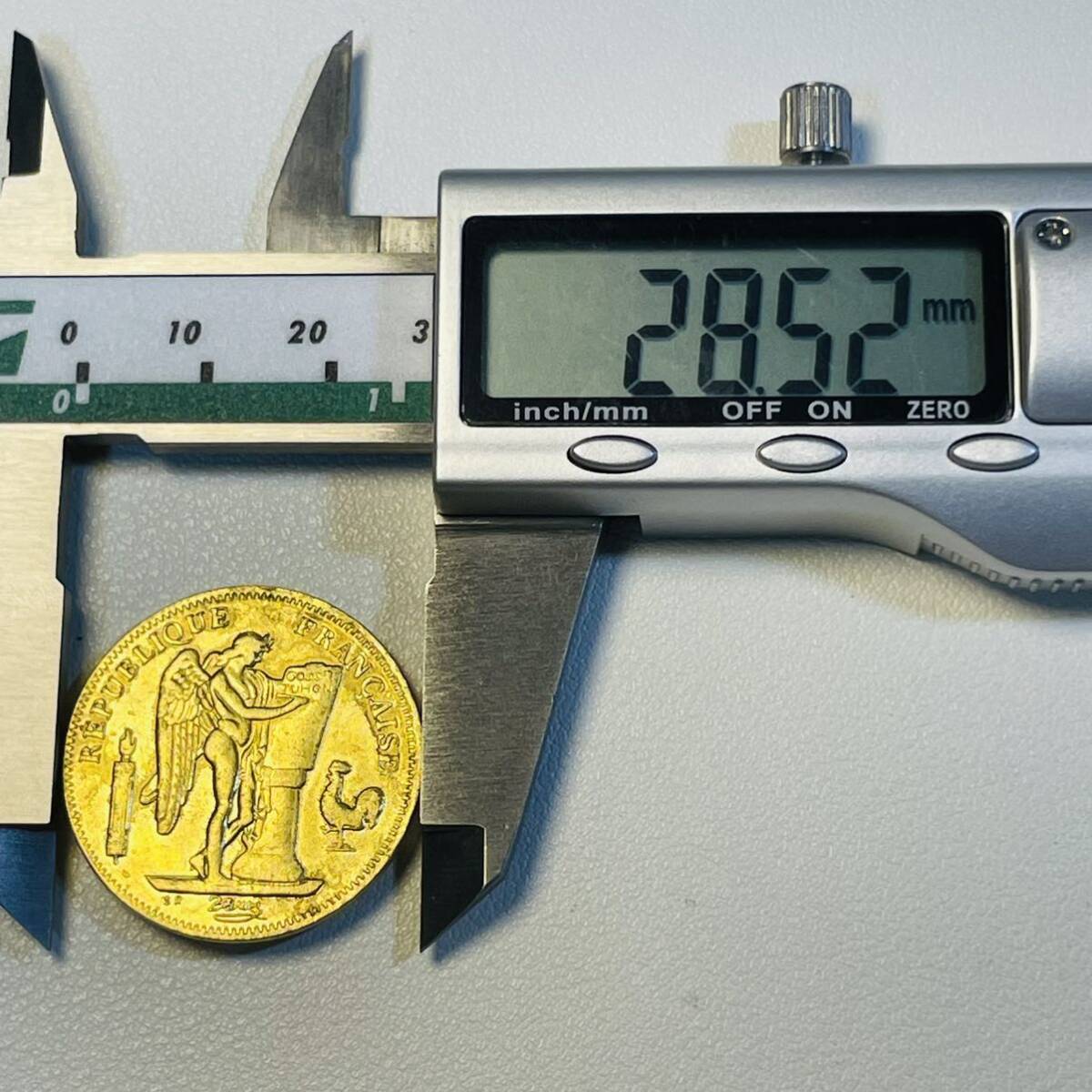 フランス 硬貨 古銭 第三共和政 1887年 共和国の天才 梁 雄鶏 花輪 50フラン コイン 重9.86gの画像6