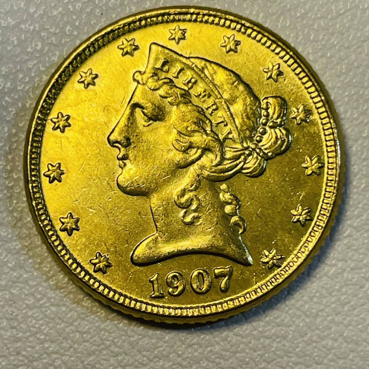 アメリカ 硬貨 古銭 自由の女神 1907年 リバティ イーグル モルガン 13の星 コイン 重5.64gの画像1