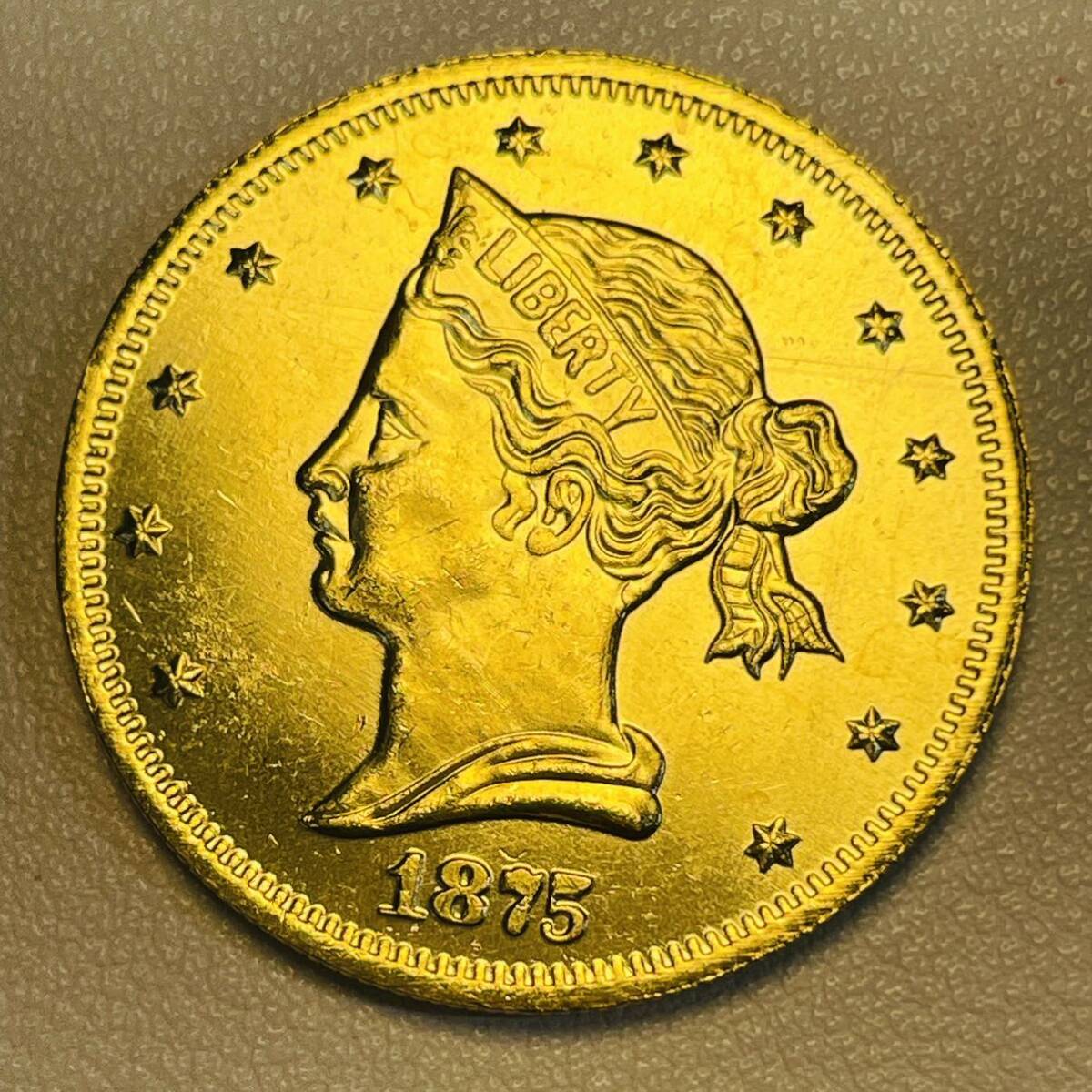 アメリカ 硬貨 古銭 自由の女神 1875年 ハクトウワシ 13の星 独立十三州 盾 オリーブの枝 コイン 重18.29gの画像1