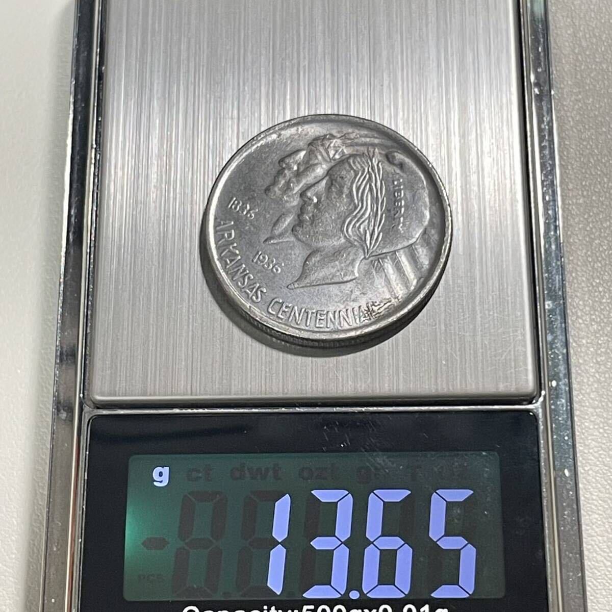アメリカ 硬貨 古銭 テアーカンソー州 1937年 建国 100 周年記念 リバティ インディアン アーカンソー州旗 イーグル 勝利 コイン 重13.65gの画像5