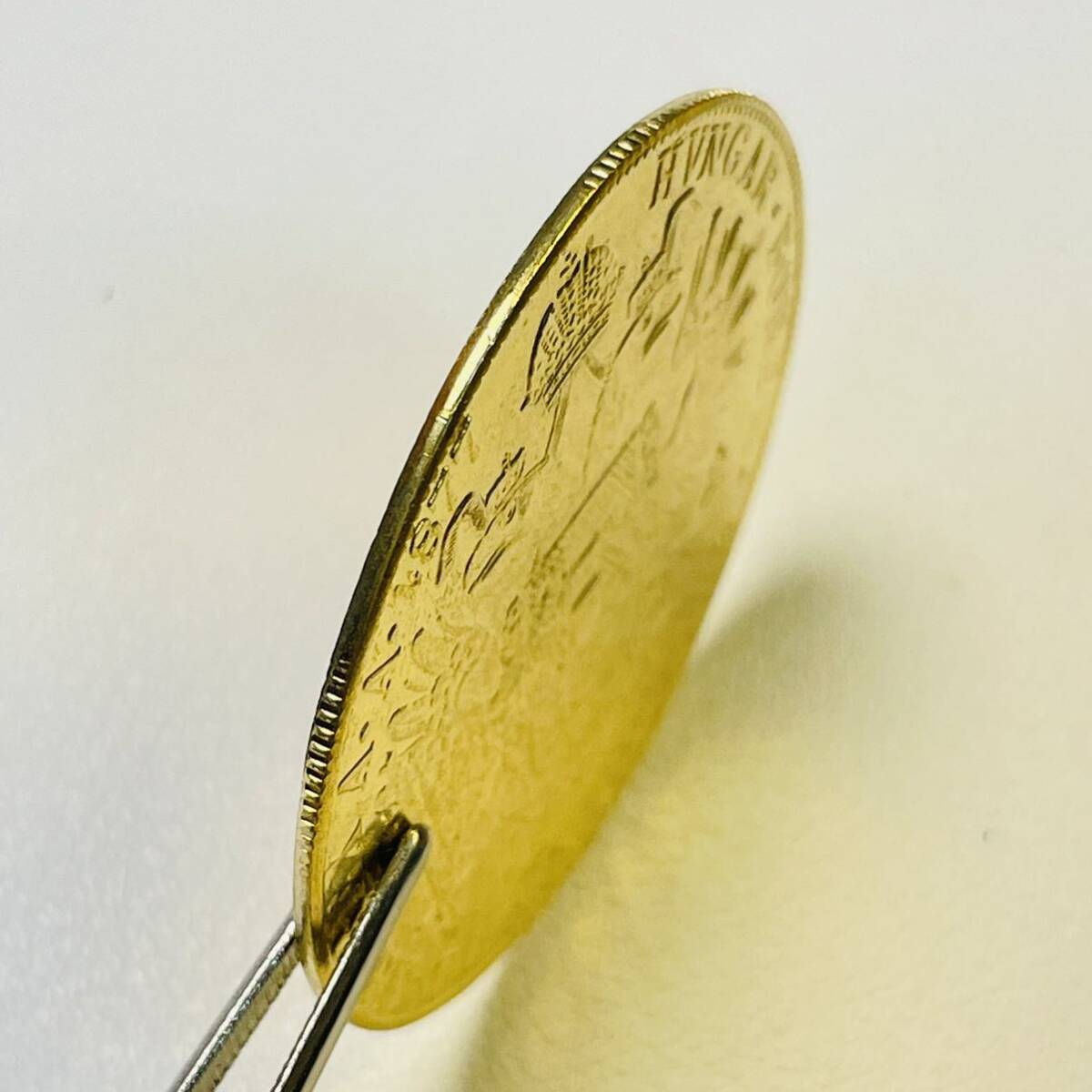 オーストリア帝国 硬貨 古銭 フランツ・ヨーゼフ 1 世 1877年 クラウン 国章 紋章 双頭の鷲 4ダカット コイン 重11.95g_画像3