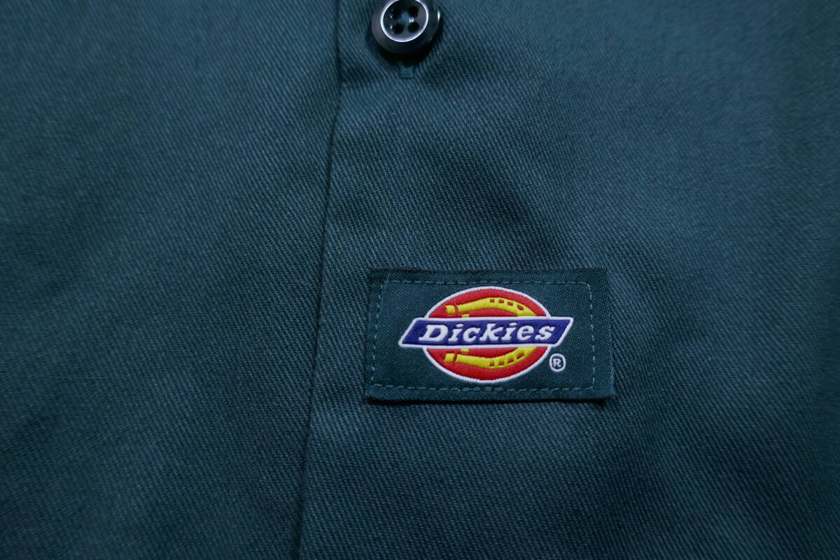 美品 ディッキーズ Dickies 綿ポリ 長袖シャツ サイズL(大きい) ダークグリーン系の画像3