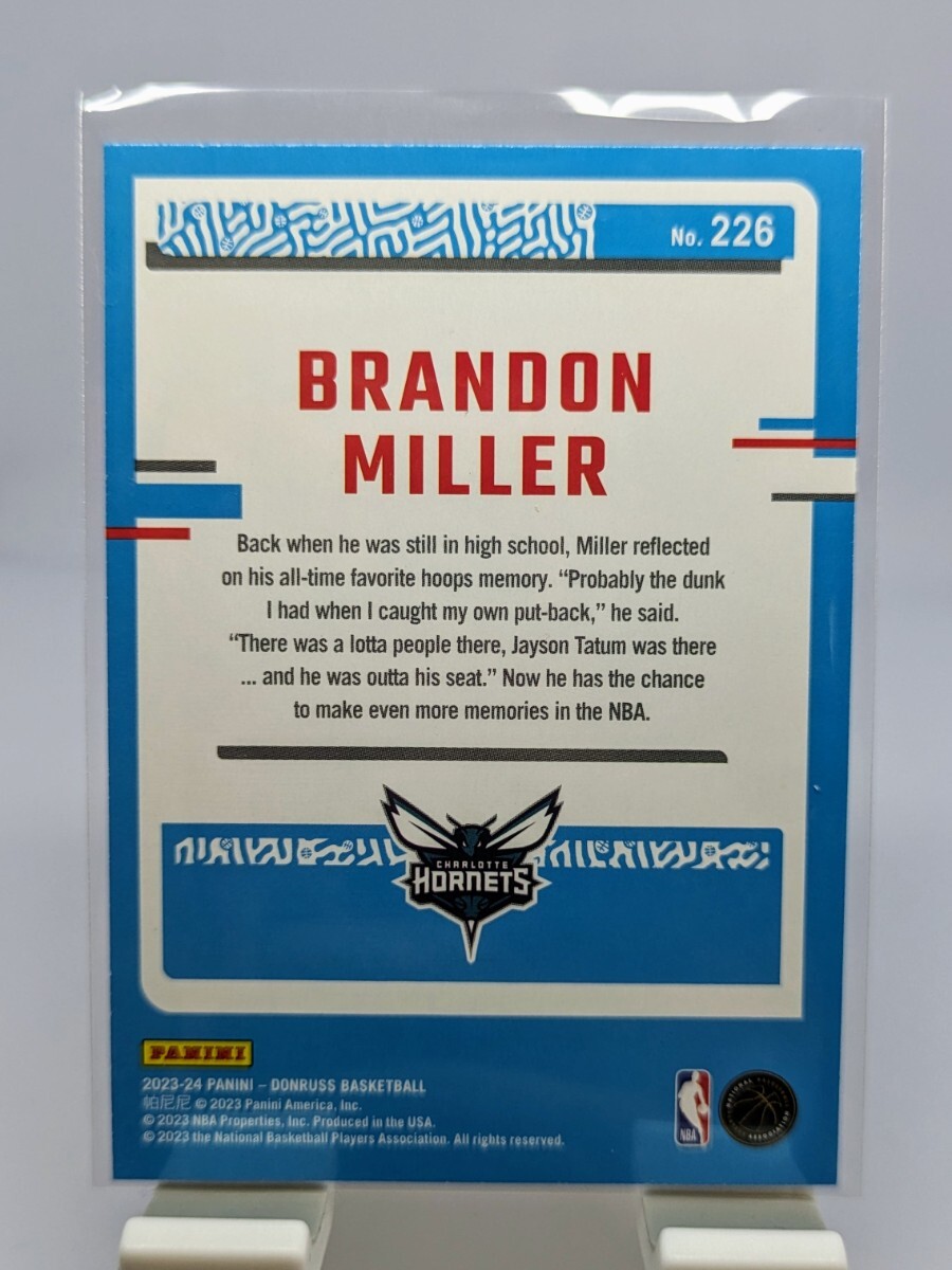 【1円スタート】2023-24 Panini Donruss - Brandon Miller RC Rated Rookie / Hornets ルーキーカードの画像2