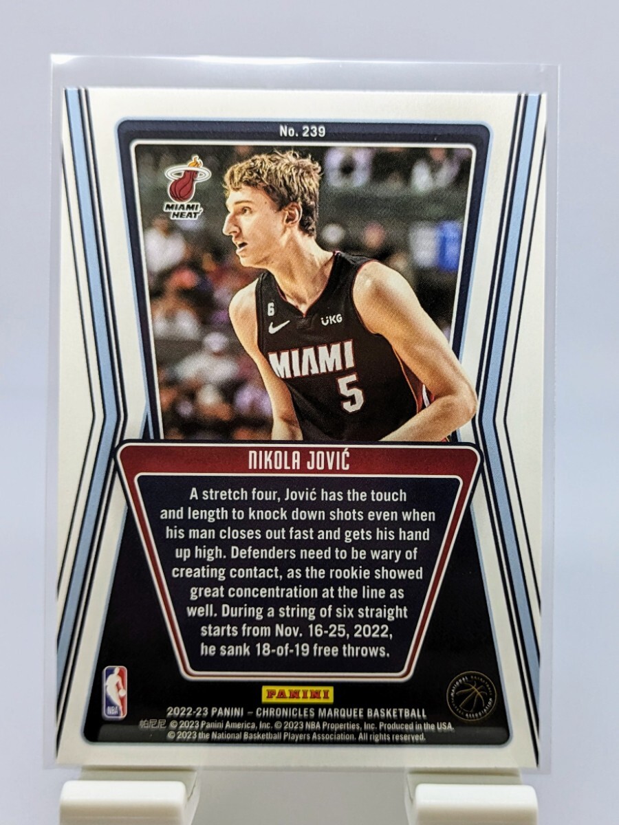 【1円スタート】Nikola Jovic RC Rookie - 2022-23 Panini Chronicles Marquee / Miami Heat ニコラ・ヨビッチの画像2