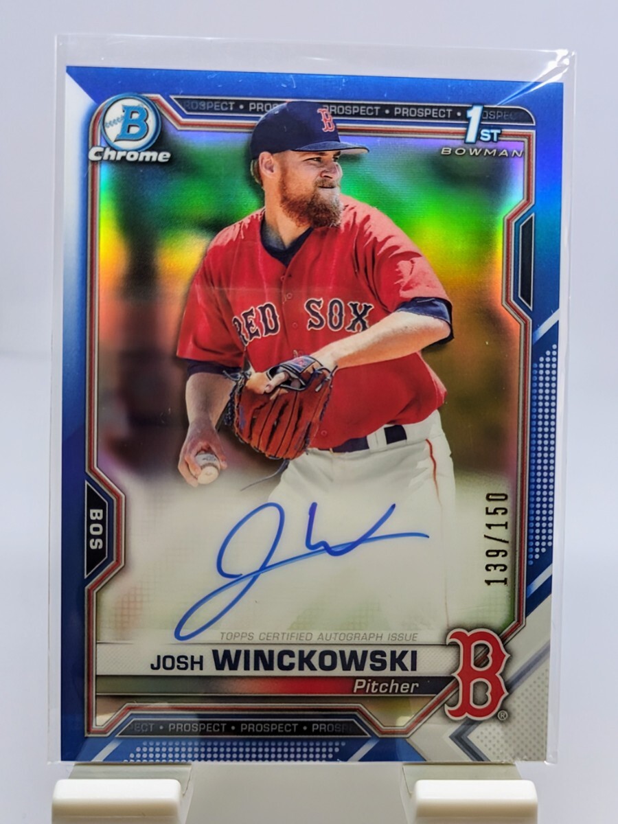 【100円スタート】JOSH WINCKOWSK - 2021 Topps Bowman Chrome 1st Prospect AUTO Blue Refractor 150シリアル / Redsox ウィンコウスキーの画像1