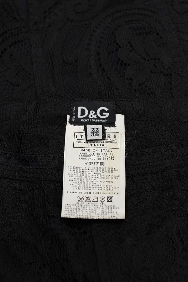 Z046/美品 D&G DOLCE&GABBANA ひざ丈ミニスカート タイト レース 総柄 XS~S 22/36 黒_画像5