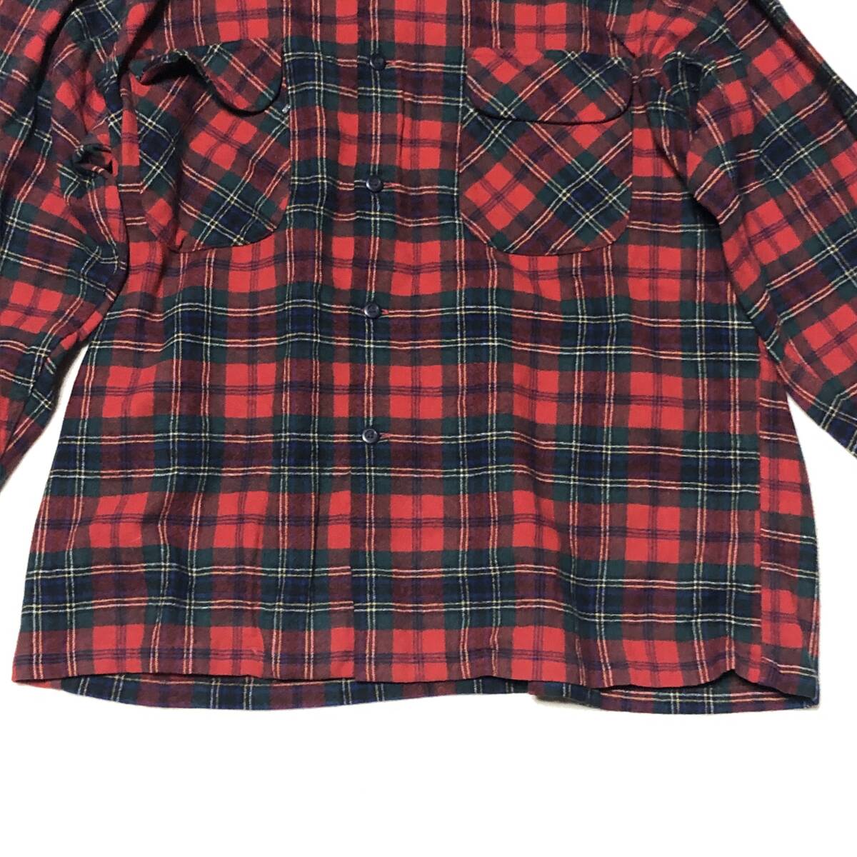 pendleton ペンドルトン オンブレ 長袖シャツ フランネルシャツ オープンカラー USA製 ウール ビンテージ XLの画像3