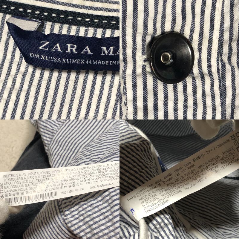 ZARA MAN ザラ マン【人気の大きいサイズ】サラッとしたシアサッカー生地 長袖シャツ シャツジャケット グレー XLサイズの画像8