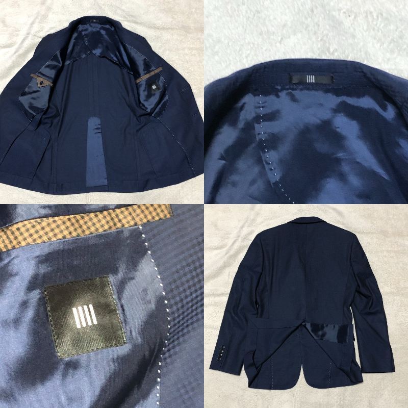 SUIT SELECT костюм select [ популярный из трех частей костюм выставить ] tailored jacket необшитый на спине 2B серебристый жевательная резинка проверка темно-синий S размер 