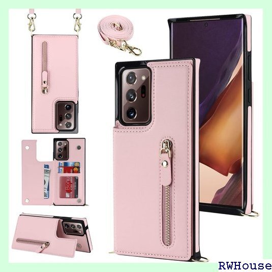 Galaxy Note20 Ultra ケース 手帳型 スタンド カード入れ スマホケース 携帯カバー ピンク 850_画像2