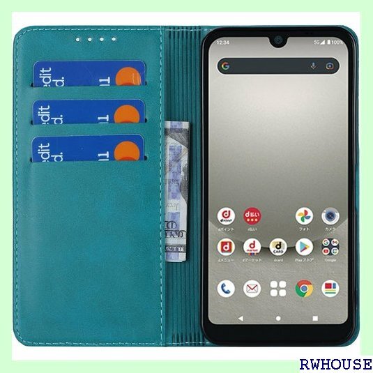 AQUOS wish3 ケース 手帳型 ウィッシュ3 マグネット スマホケース 携帯カバー レトロ ターコイズ 947_画像6