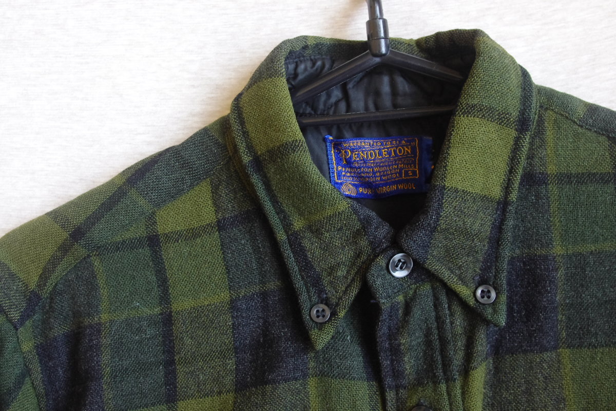 【送料無料/古着】60年代？PENDLETON ペンドルトン グリーンチェック ウールシャツ Sサイズ_画像9