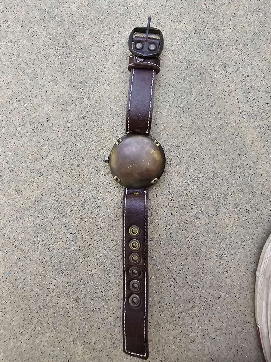 くるき亭 真鍮製 腕時計 竜頭OK 電池切れ 不動品の画像3