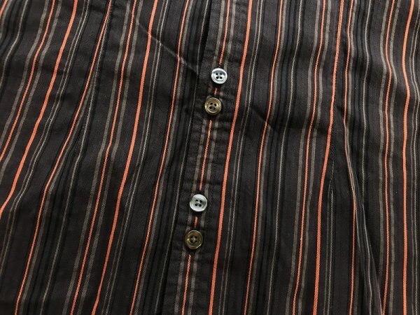  с биркой!KLEIN PLUS зажим ryus мужской хлопок полоса двойной кнопка рубашка с коротким рукавом 46 чай orange бежевый 