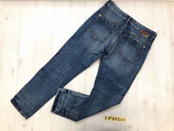 ZARA BASIC ザラ レディース ボタンフライ ダメージ加工 テーパードデニムパンツ EUR34 青_画像3