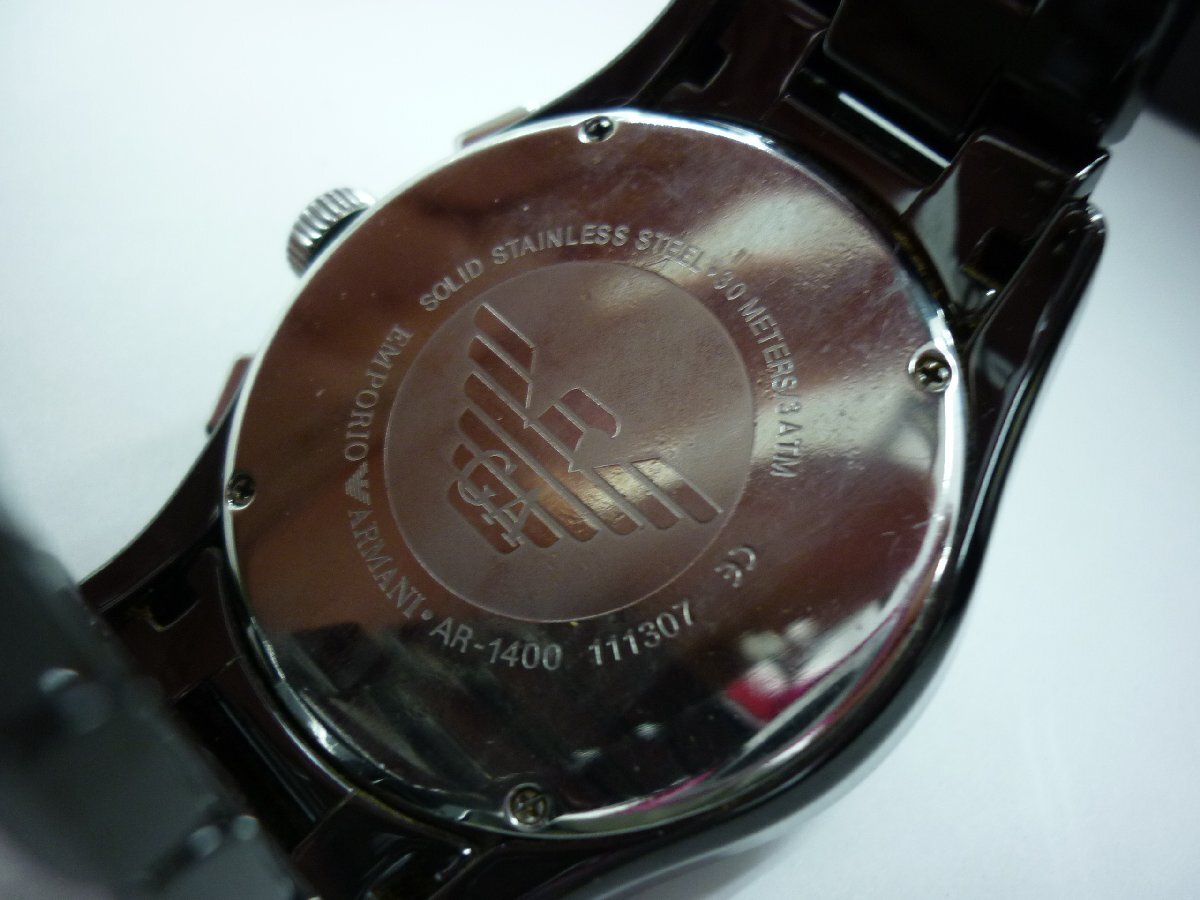 桐生店【現状品】k4-42 エンポリオアルマーニ EMPORIO ARMANI CERAMICA セラミカ 腕時計 AR-1400 電池切れ 動作未確認