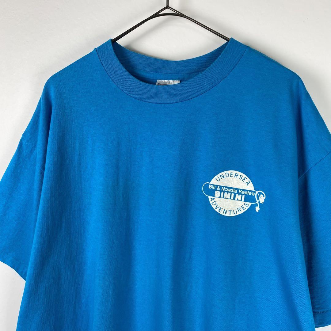 古着 90s USA製 Tシャツ 企業系 BIMINI 酸素ボンベ ブルー XL