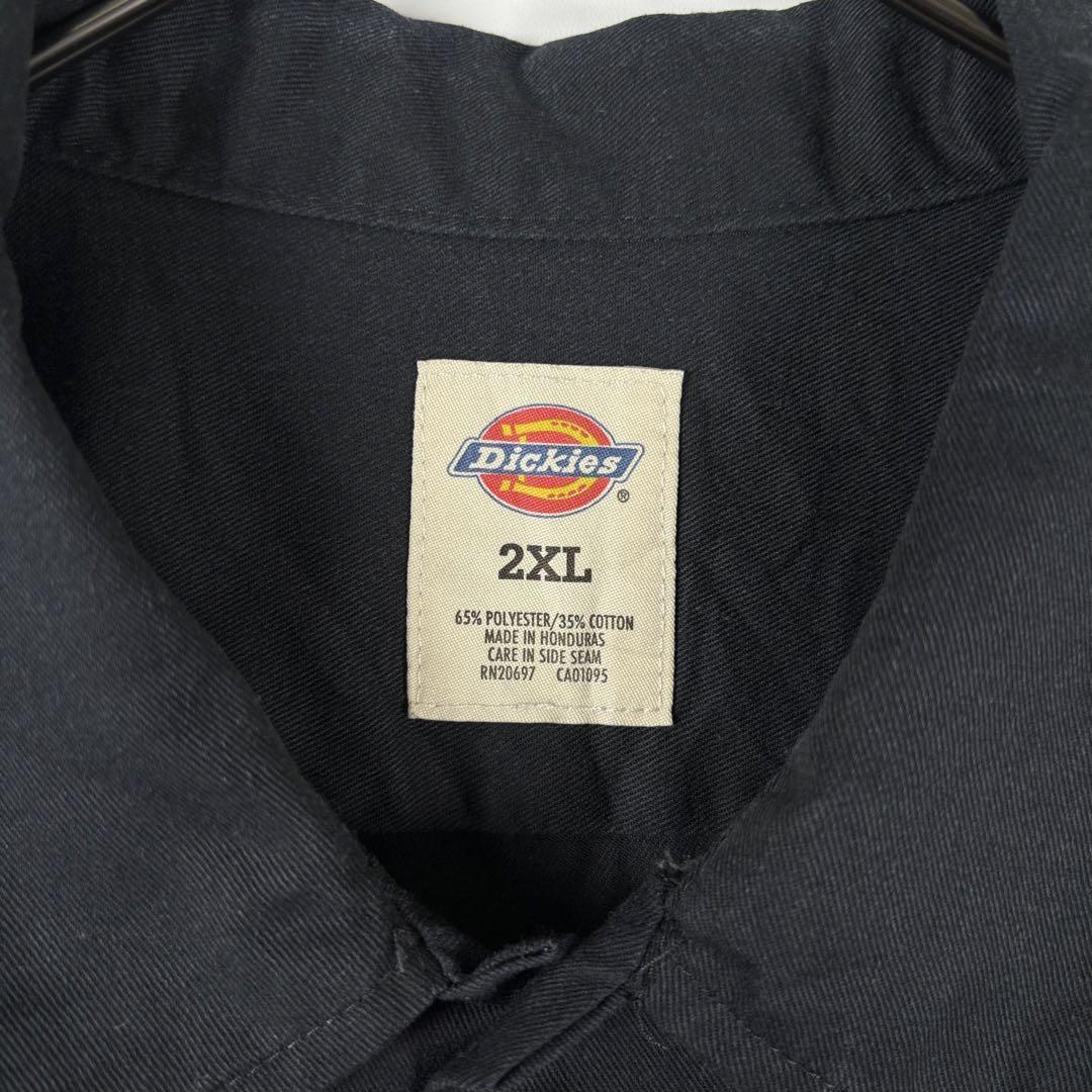 USA古着 Dickies シャツ 半袖 ワークシャツ 黒 ブラック 2XL