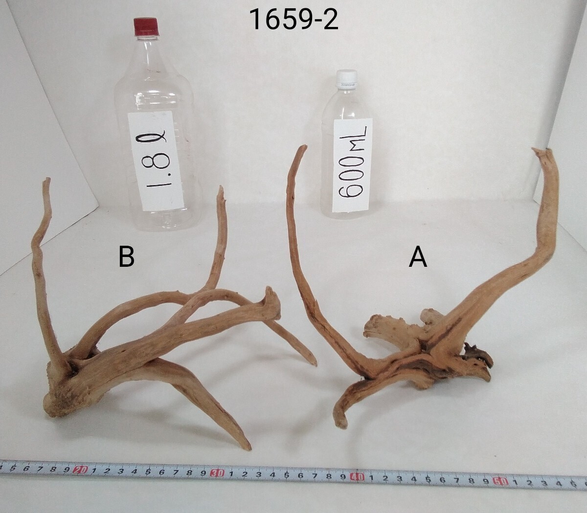 商品名：流木ブランチ系 (A)Ｗ３１ｃｍ(B)Ｗ２８cm重量(A)約１８１ｇ(B)約１８３ｇ・２本・商品１６５９_画像2