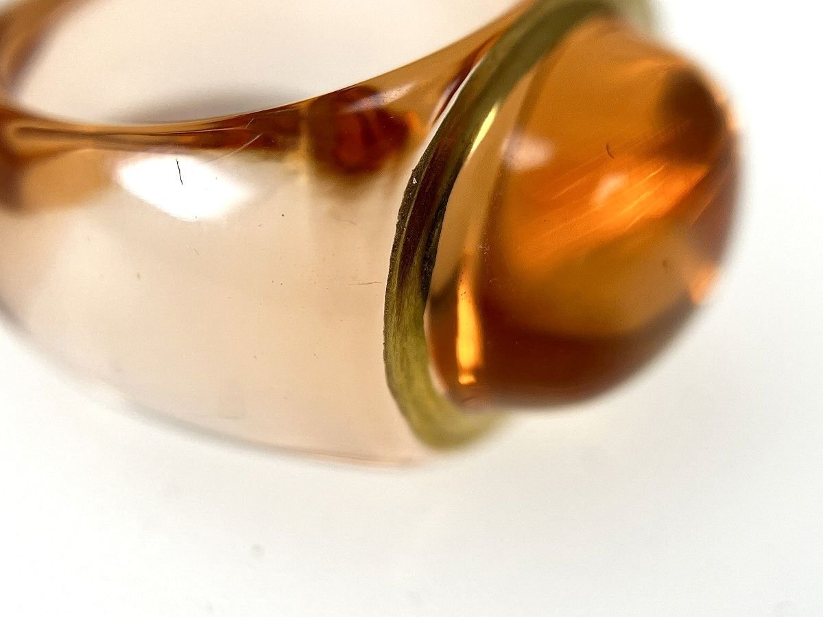 Baccarat CABOCHON RING バカラ カボション リング オレンジ×ゴールド クリスタル 指輪 約13.5号[224836の画像4