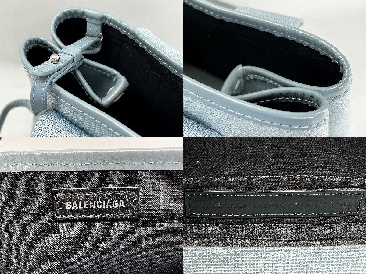 BALENCIAGA バレンシアガ ネイビー カバスS ハンドバック 3399232 キャンバス スレ 色褪せ[328032の画像7