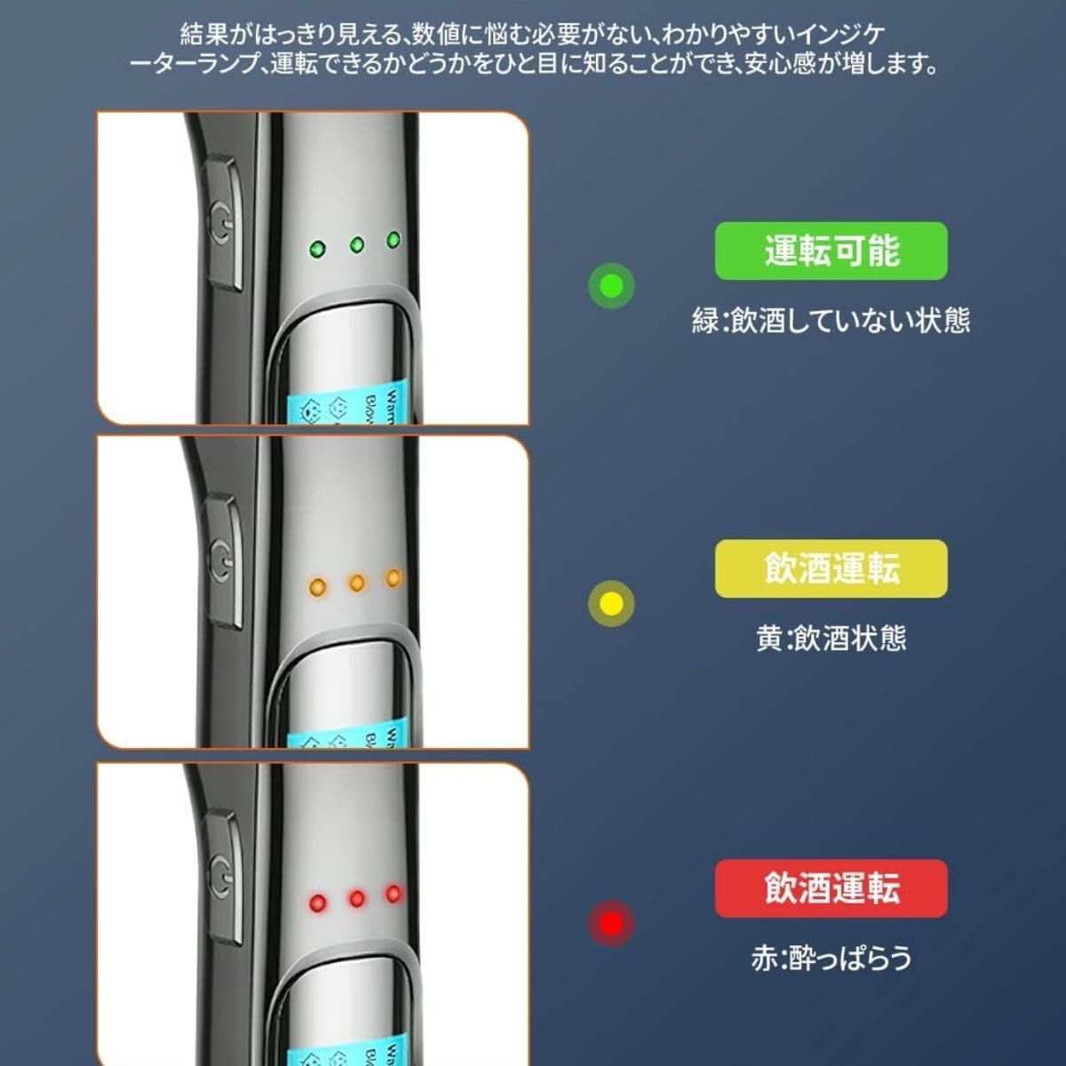 【飲酒運転防止・プロの精度】アルコールチェッカー センサー 6000回 USB充電式 アルコール検知器 非接触型　　3個