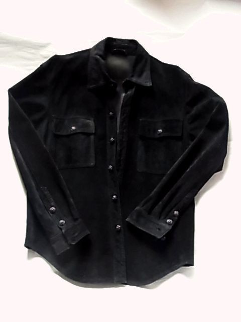 e- and ji-A&G suede leather shirt jacket leather flair knee SV silver 925 black color black 