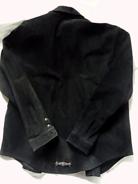 e- and ji-A&G suede leather shirt jacket leather flair knee SV silver 925 black color black 