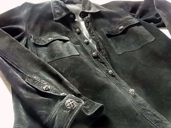 e- and ji-A&G suede leather shirt jacket leather flair knee SV silver 925 black color black 