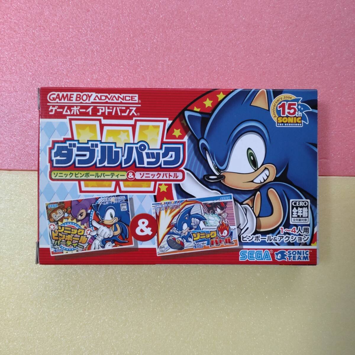 【 赤 Wパック 】GBA セガ ソニックピンボールパーティー ＆ ソニックバトル ダブルパック Sonic The Hedgehog 15周年 SEGAの画像1