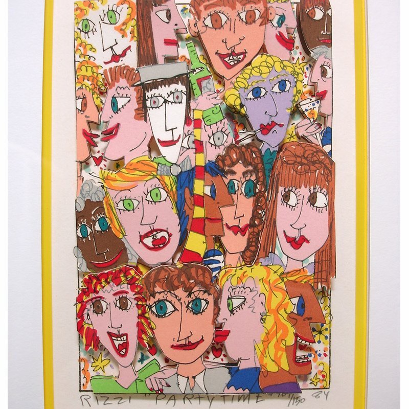 ..* genuine article guarantee [je-ms* Rige .-(JAMES RIZZI)] work 3D lithograph [ party time ]ed.104/150 autograph autograph go in 3D art. .. person 