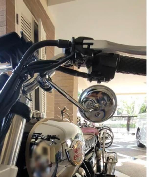バイク汎用ハンドルクランプ クランプミラー ラウンドミラー 取付簡単 チョッパー ボバー ハーレースタイルの画像2